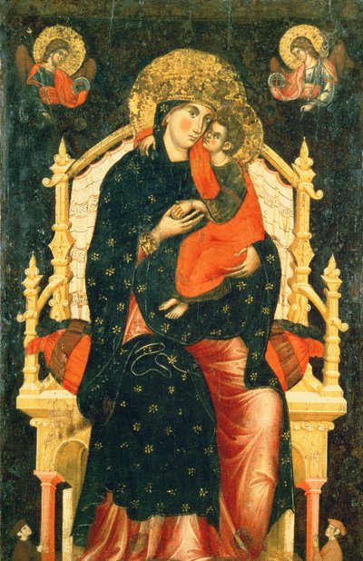 Madonna and Child Enthroned with Donors by Pietro di Giovanni Lianori